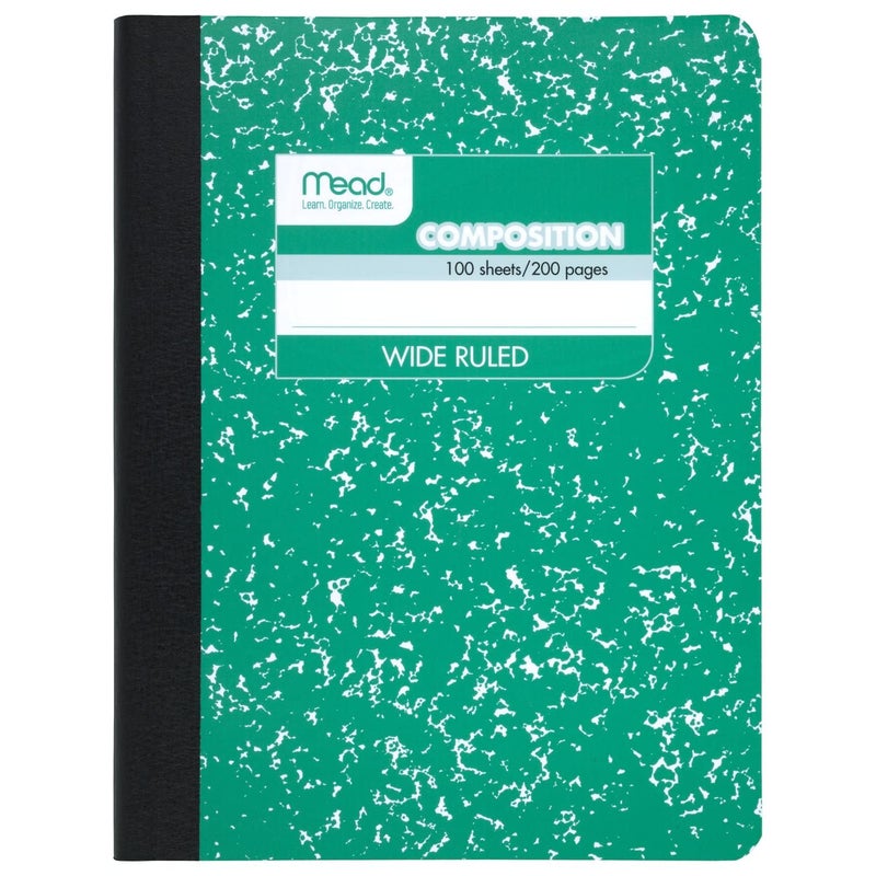Mead Composition Notebook, Wide Ruled Paper, 7-1/2" x 9-3/4", 100 Sheets, Green Marble (09918AC5) - Image 1